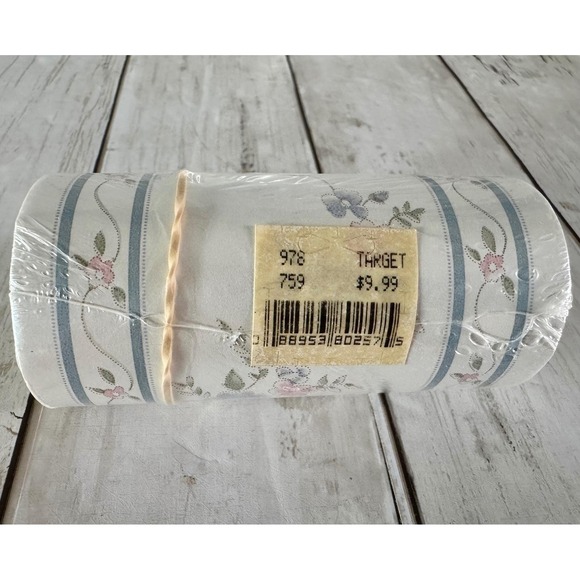 Target Floral 4" Wallpaper Border Blue Pink Flowers Vintage Home Decor 2 Rolls - Picture 3 of 4